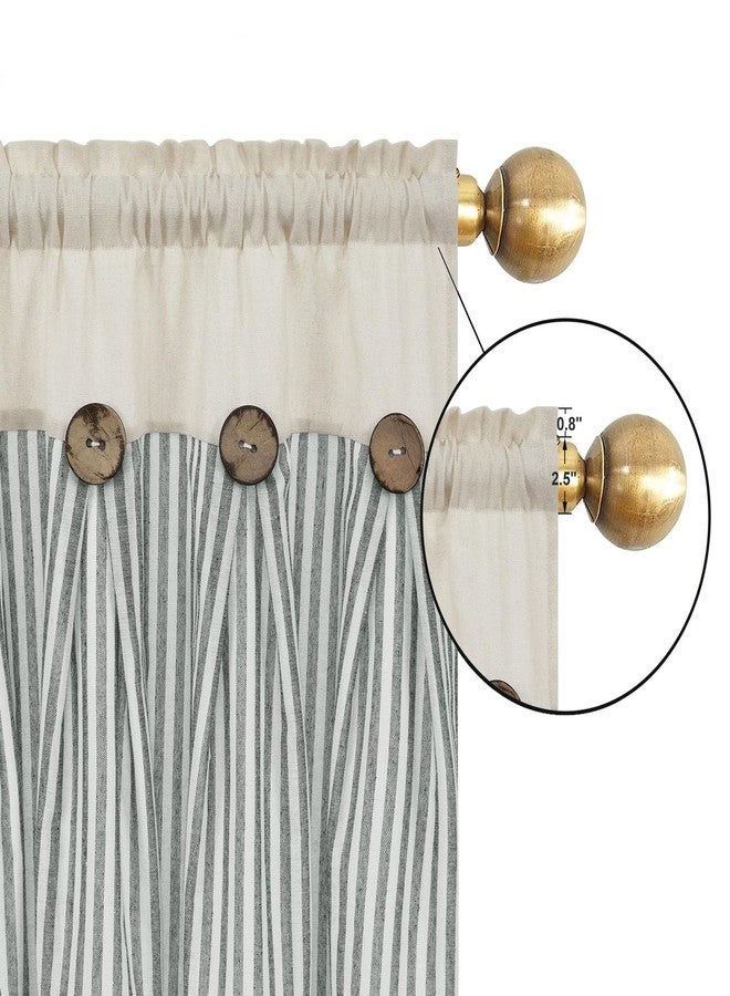 BLEUM CADE Cotton Linen Farmhouse Kitchen Curtains 24 Inch Boho Rustic Button Tier Curtains Natural/Sage Green Stripe Color Block Curtain Rod Pocket Small Window Curtain for Cafe Bathroom Bedroom Drapes - Image 5